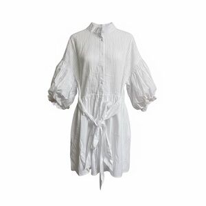 Chic White Tie-Waist Midi Dress